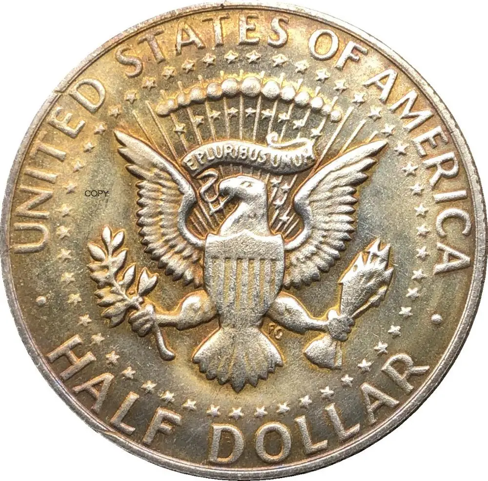 

United States America 1972 Liberty 1/2 Kennedy US Half Dollar In God We Trust E PLURIBUS Cupronickel Silver Plated Copy Coin