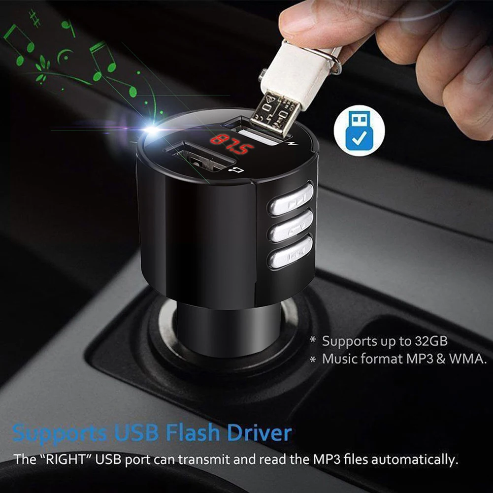 FM трансмиттер с поддержкой Bluetooth 5 0 и двумя USB портами|Кабели адаптеры разъемы| |