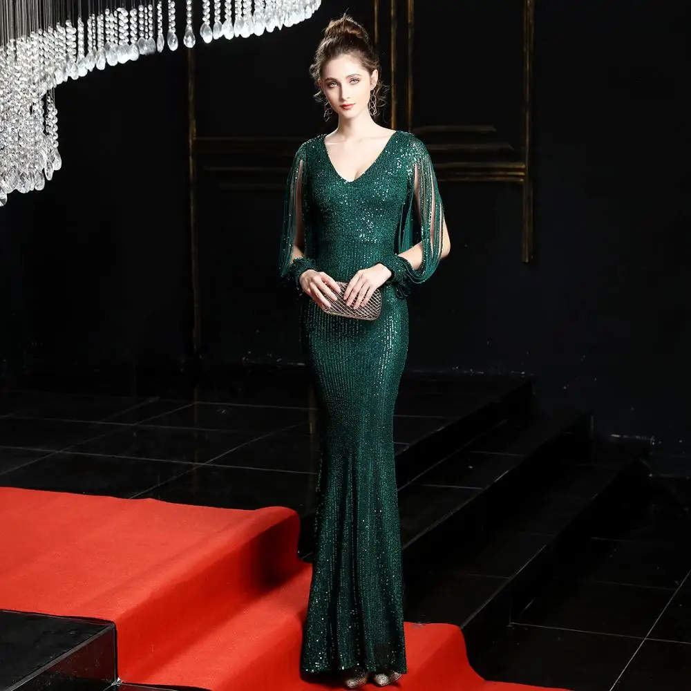 Блестящее длинное вечернее платье макси с блестками для женщин элегантное