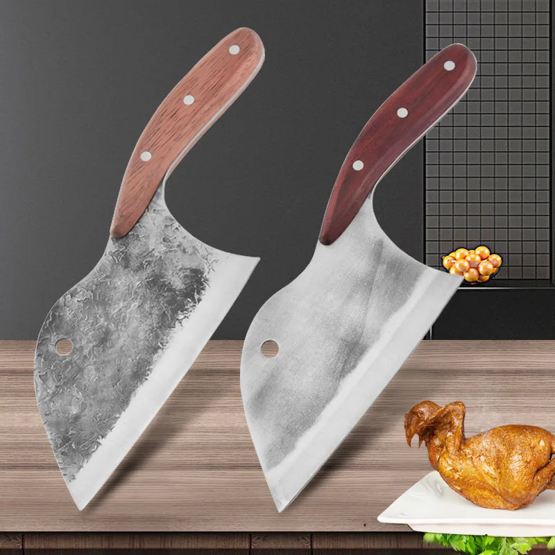 

Кованый нож мясника, кухонный нож, нож для нарезания и резки двойного назначения, поварской нож из нержавеющей стали, бытовая измельчающая к...