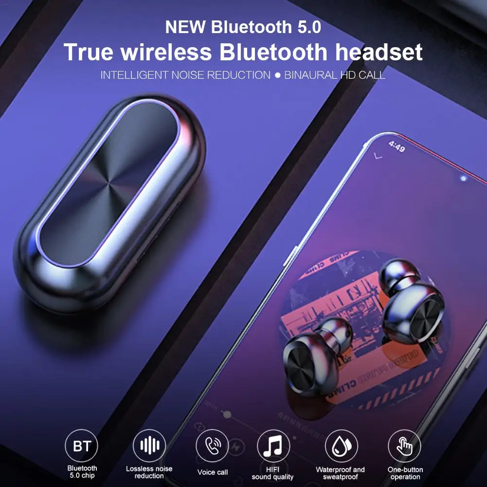 TWS наушники 5D Беспроводные с поддержкой Bluetooth 5 0 и сенсорным управлением 300 мА