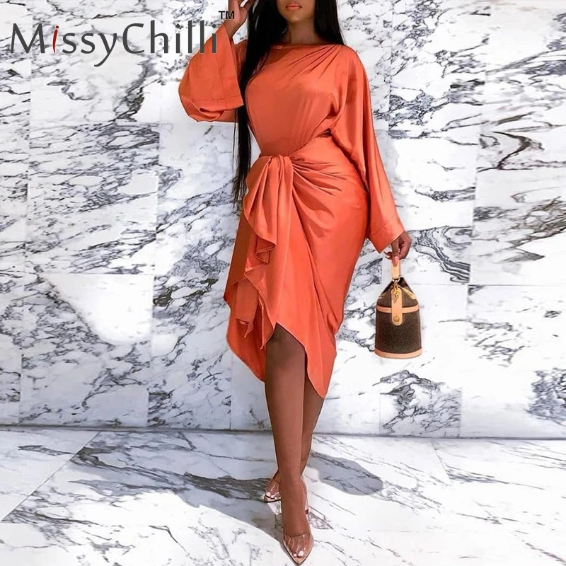 MissyChilli с расклешенными рукавами длинный широкий шарф платье женское зимнее миди