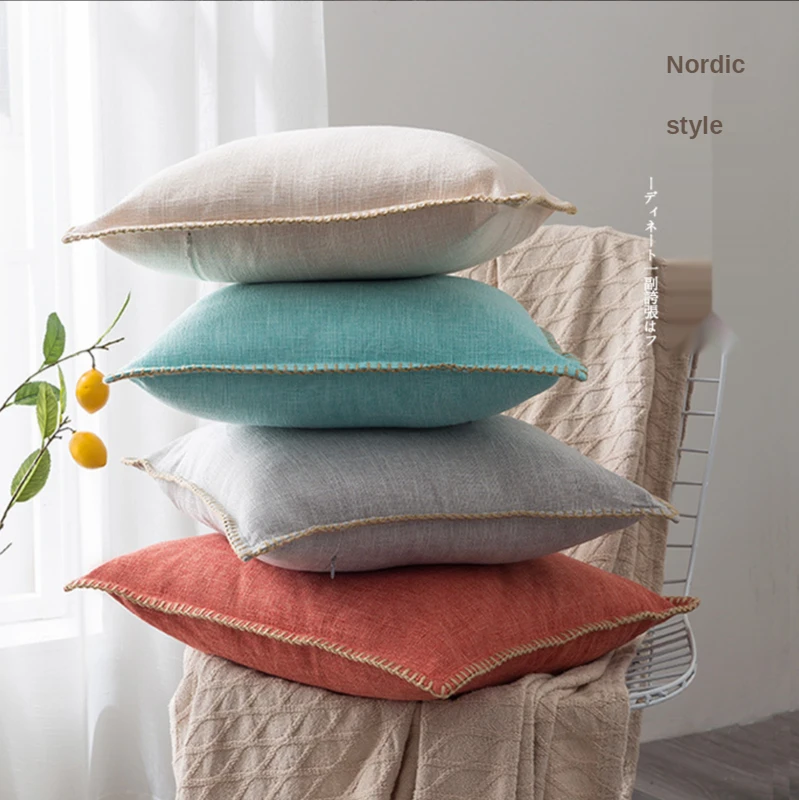 

Plain Linen Line Side Pillowcase Sofa Cushion Cover Home Decor Throw Pillow Covers For Living Room Sofa Home Decor