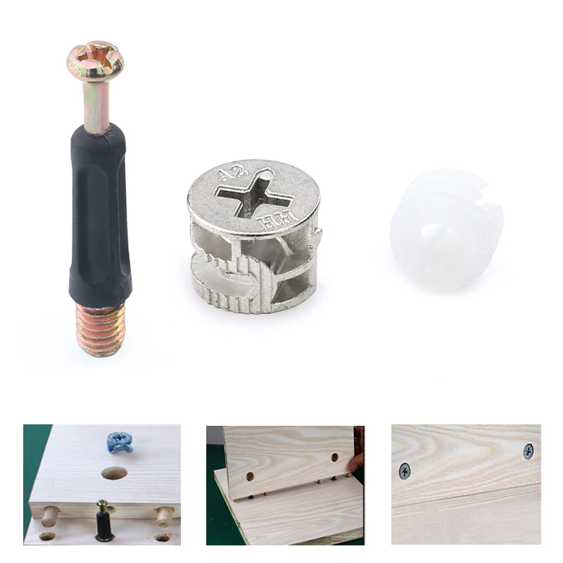 Woodworking Dowel Jig Screw Connector Kit Hardware Eccentric Wheel Nut Furniture Connecting Cam Lock Nut Accessories