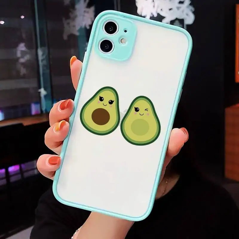 

Cute cartoon aguacate Fitness fruit Phone Case matte transparent For iphone 7 8 11 12 plus mini x xs xr pro max cover
