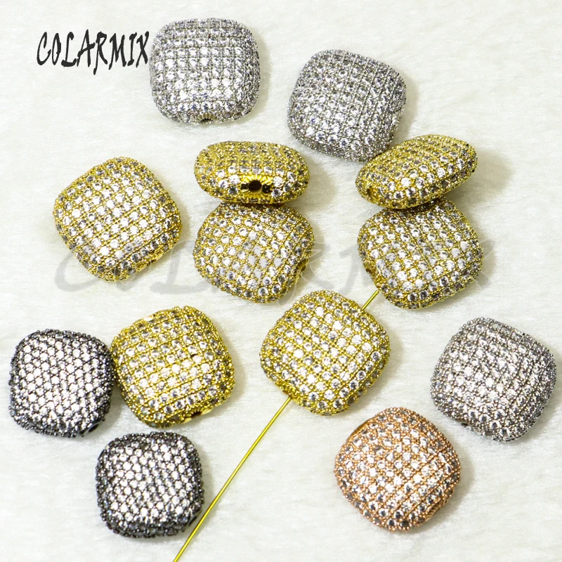 5 шт. Квадратные бусины Смешанные цвета микро проложенные циркониевые аксессуары