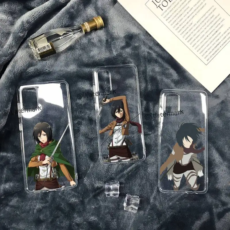 

Attack On Titan Mikasa Ackerman Phone Case For Samsung A12 5G A71 4G A70 A52 A51 A40 A31 A21S A20 A50 A30 S Transparent Funda