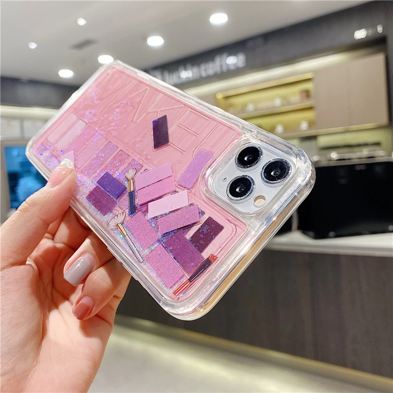 Жидкий Макияж Тени для век зыбучий песок Чехлы телефона Iphone 11 11pro 7 8plus X XR Xsmax
