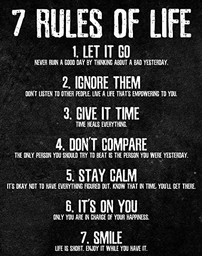 

7 Rules of Life Motivational Funny Metal Tin Sign Wall Decor,Metal Retro Signs Plaques Funny Metal Metal Retro Signs Plaques