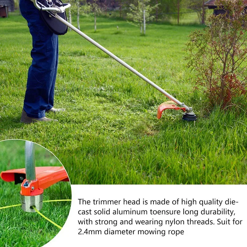 

Universal Aluminium Trimmer Head String Nylon Mowing Trimmer Head Spool Head Brushcutter with 2 Roll Strimmer Cord