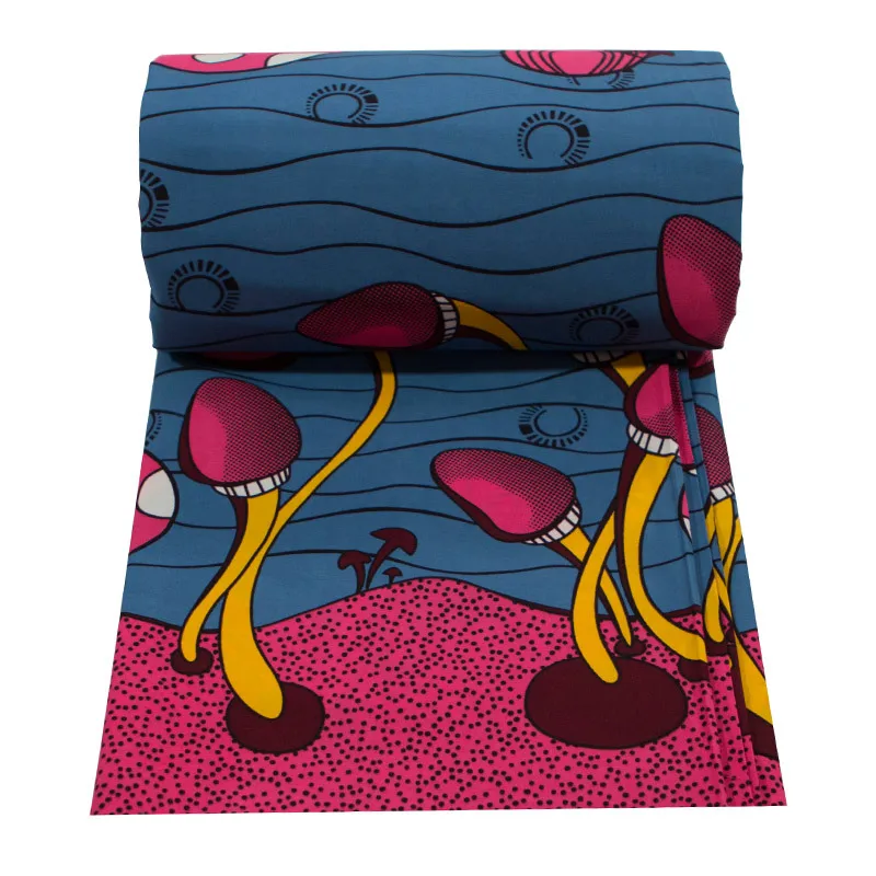 100% хлопок 2019 модный Африканский розовый принт с грибами восковая ткань настоящий