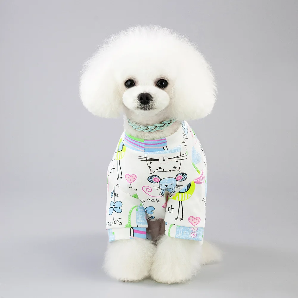 S-XXL Donut Football Banana Pet Dog JumpSuit Pajamas Cartoon Design Soft Cotton Cat Puppy Pants T-Shirt