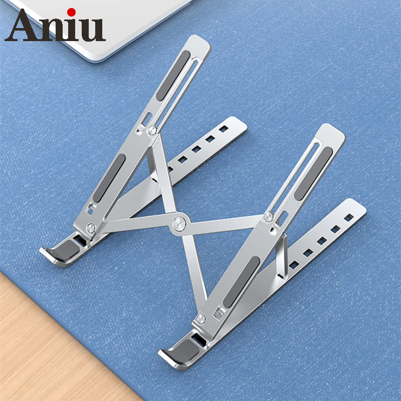 

Upgrade Laptop Stand Portable 6 Heights Adjustable Aluminum Desktop Ventilated Cooling Holder Folding for MacBook up to 15.6''