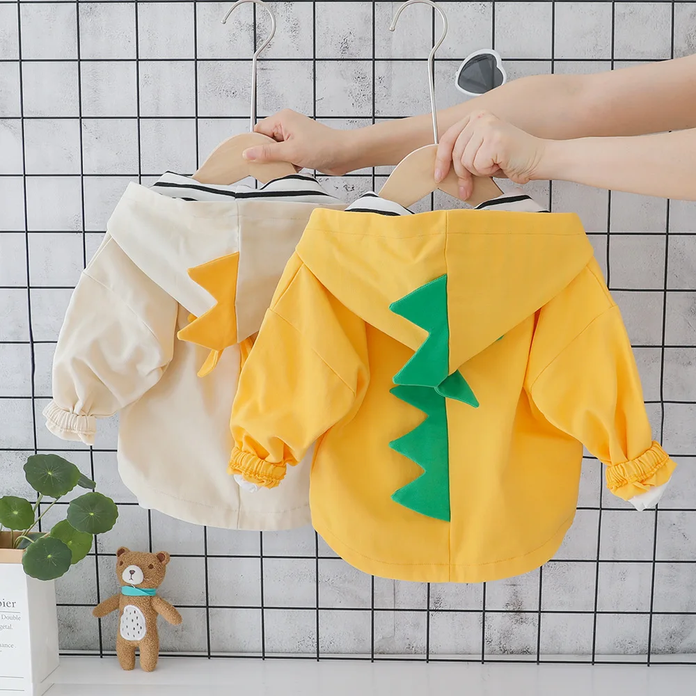 1PC Dinosaur Jacket for Kid's Windbreaker Trenceh Coat Baby Girls Cute Footprint Pattern Clothes 1 2 4 Years Old | Детская одежда и