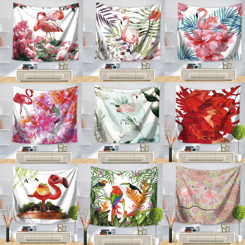 С птицами Цветочная зеленый Растительный гобелен красочный настенный с принтом