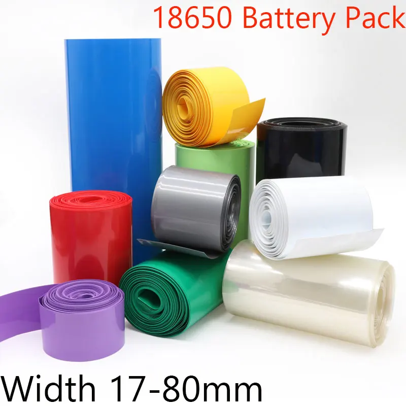 

17mm ~ 80mm 18650 Lithium Battery Heat Shrink Tubing PVC Shrinkable Film Tube Sleeves Li-ion Wrap Cover Skin Insulation Sheath