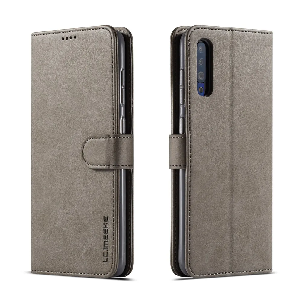 gray Кожаный чехол для samsung A10 A20 A30 A40 A50 A60 A70 Galaxy M10 M20 M30 Роскошный чехол-портмоне с откидной крышкой Coque Бизнес процессором обработки изображений samsung PU Чехол - Цвет: gray
