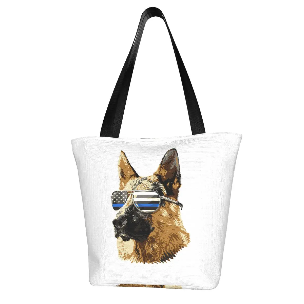 Thin Blue Line Flag K9 German Shepherd Police Dog Gift Shopping Bag Aesthetic Cloth Outdoor Handbag Female Fashion Bags
