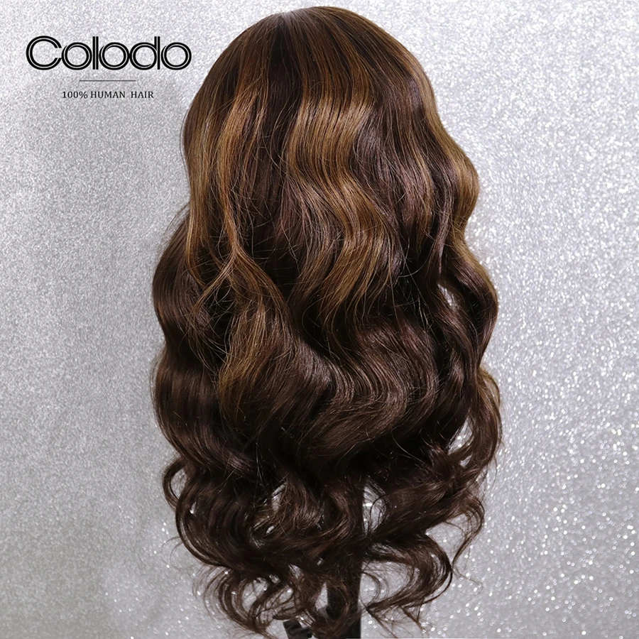 Парик цветной коричневый с эффектом омбре 150% предварительно выщипанный без