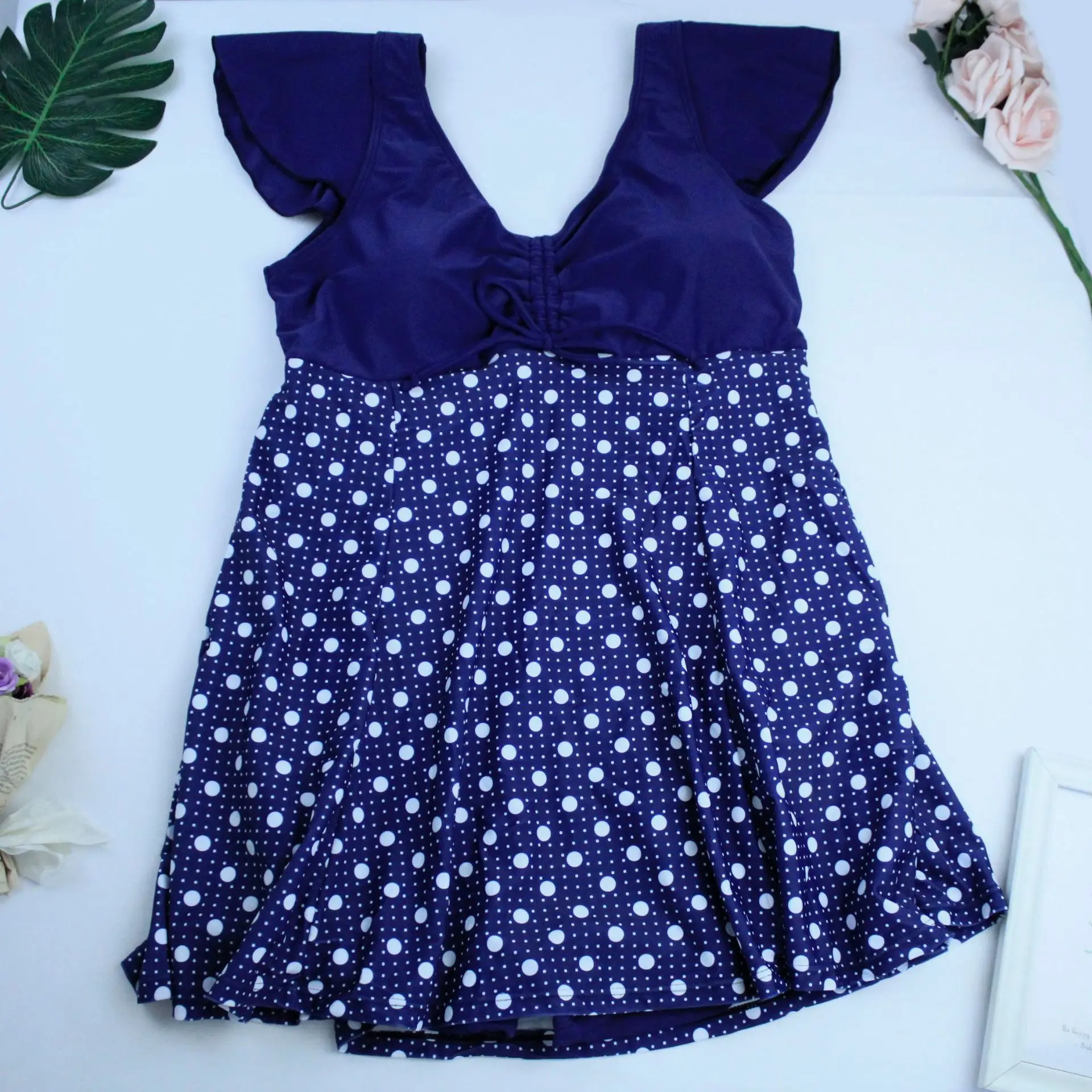 

Womens Halter Tankini Swimsuit with Boyshorts Polka Dot Print Tankini Set Ruffle Swimwear Beach Bathing Suit 2 Piece Swimdress