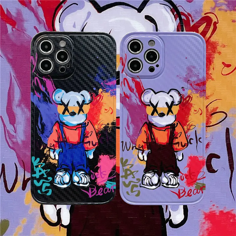 

Disney Violent Bear for iPhone 11 Phone Case Iphone12pro Max Fashion Brand Silicone X/Xs/XR Soft Case 7/8Plus iphone xr case