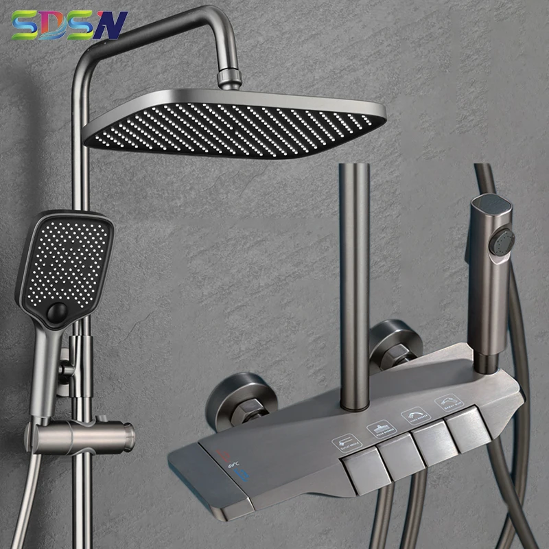 piano keys bathroom shower system wall mounted grey piano shower faucet set with tub spout four function piano bathtub faucet free global shipping