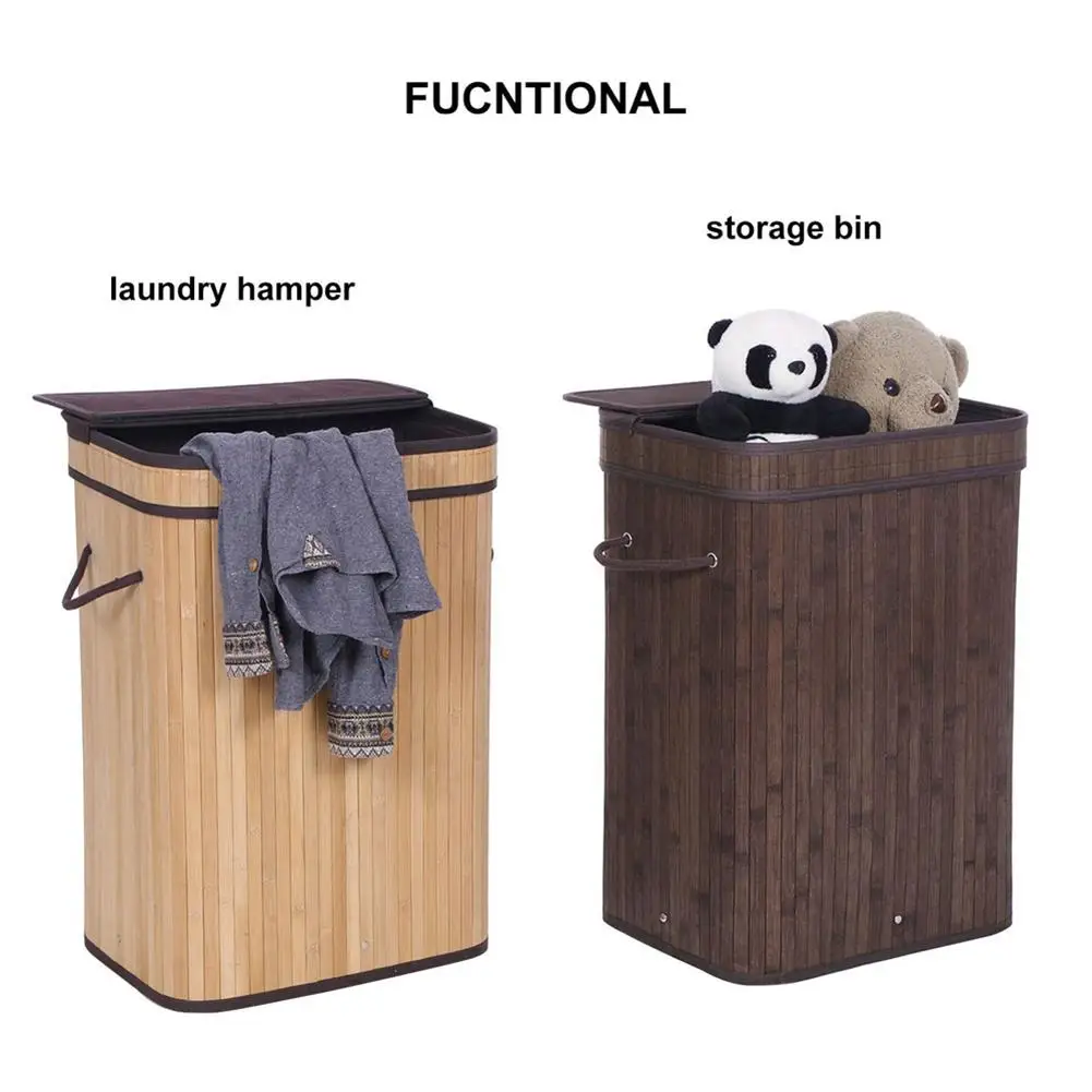 

Clothing Laundry Basket Bamboo Hand Woven Folding Large Capacity Clothes Storage Baskets Hamper Children Toy Storage Bucket