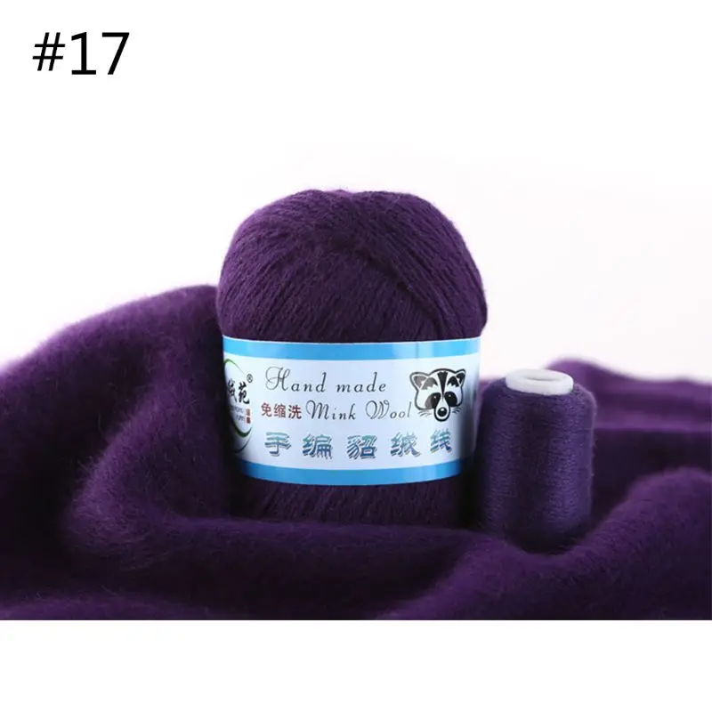 17 50g Soft Mink Wool Yarn Hand-knitted Luxury Cashmere Crochet Knitted Crochet Knitting Scarf M0XD - Color: 17