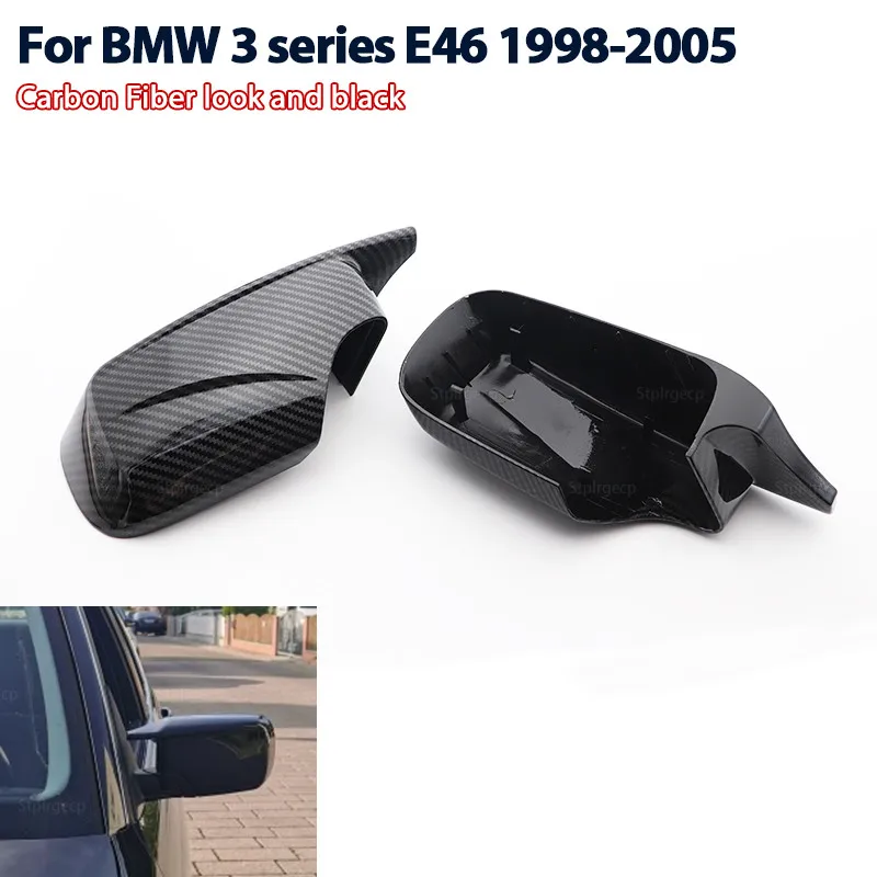 Lastest M3 Sytle Car Side Door Rear View Mirror Cover Cap Replacement for BMW E46 E39 1998-2005 4 Doors Carbon Fiber Look