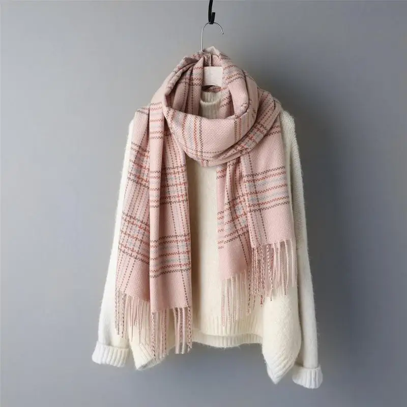 Шарф женский плед твердый кашемир шарфы с кисточкой леди весна осень тонкий