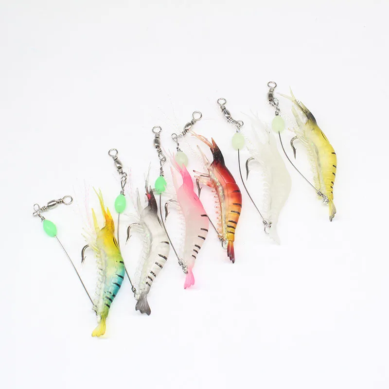 

2 pcs 9cm/6g Lu Ya Bait fake shrimp with hooked shrimp bait Bionic bait simulation soft bait soft shrimp luminous black fish