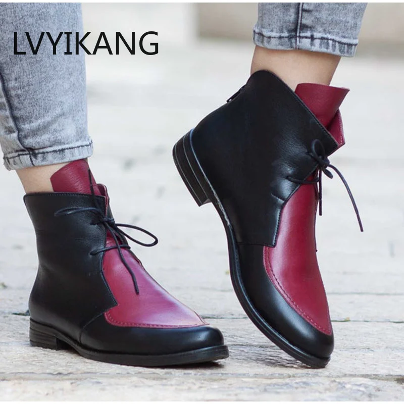 

Женские ботильоны на платформе, повседневные полусапожки на толстом каблуке, со шнуровкой и пряжкой, 2020