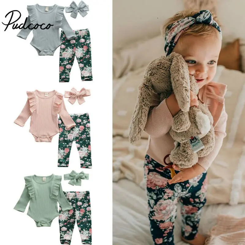 Pudcoco/Новинка года; костюм с рюшами для маленьких девочек; комбинезон с цветочным рисунком; теплый хлопковый комбинезон; сезон осень-зима; одежда для подвижных игр; одежда для детей от 0 до 24 месяцев