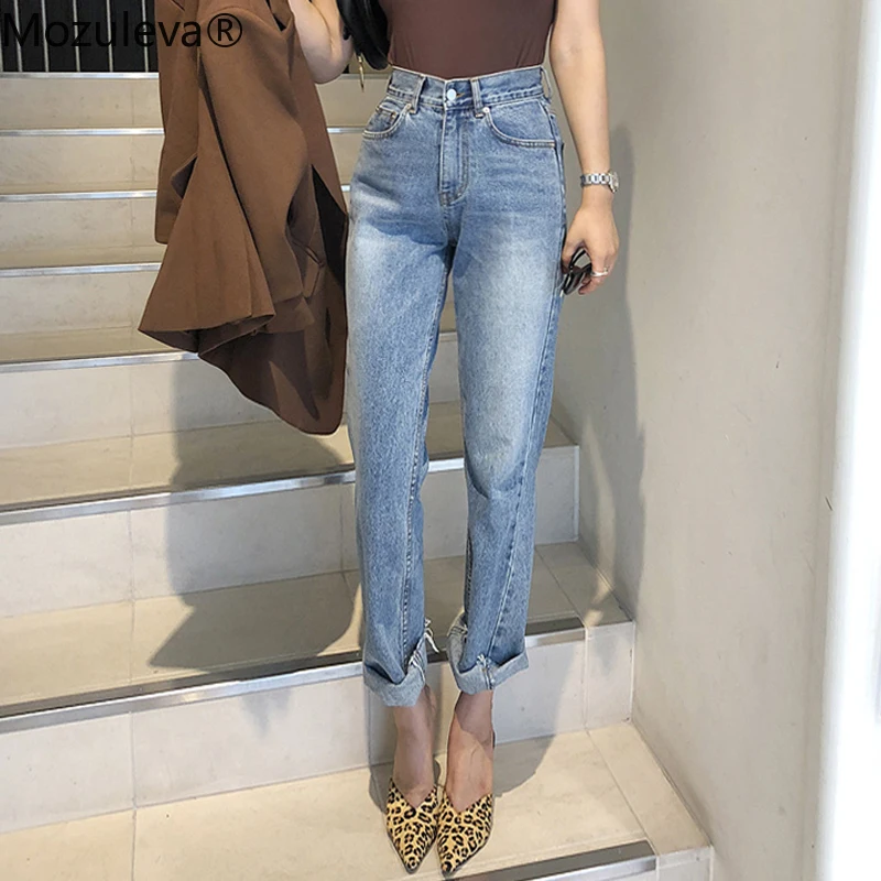 Mozuleva 2019 High Street Straight Women Jean Ankle Length Vintage Stretch Harem Boyfriend Style Female Denim Pant | Женская одежда