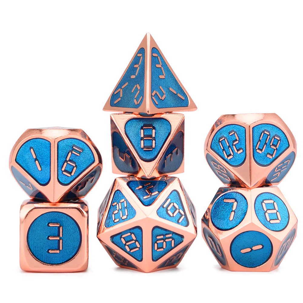 Цифровые металлические кубики с мягким шнурком для настольных игр DnD D4 D6 D8 D10 D% D12 D20