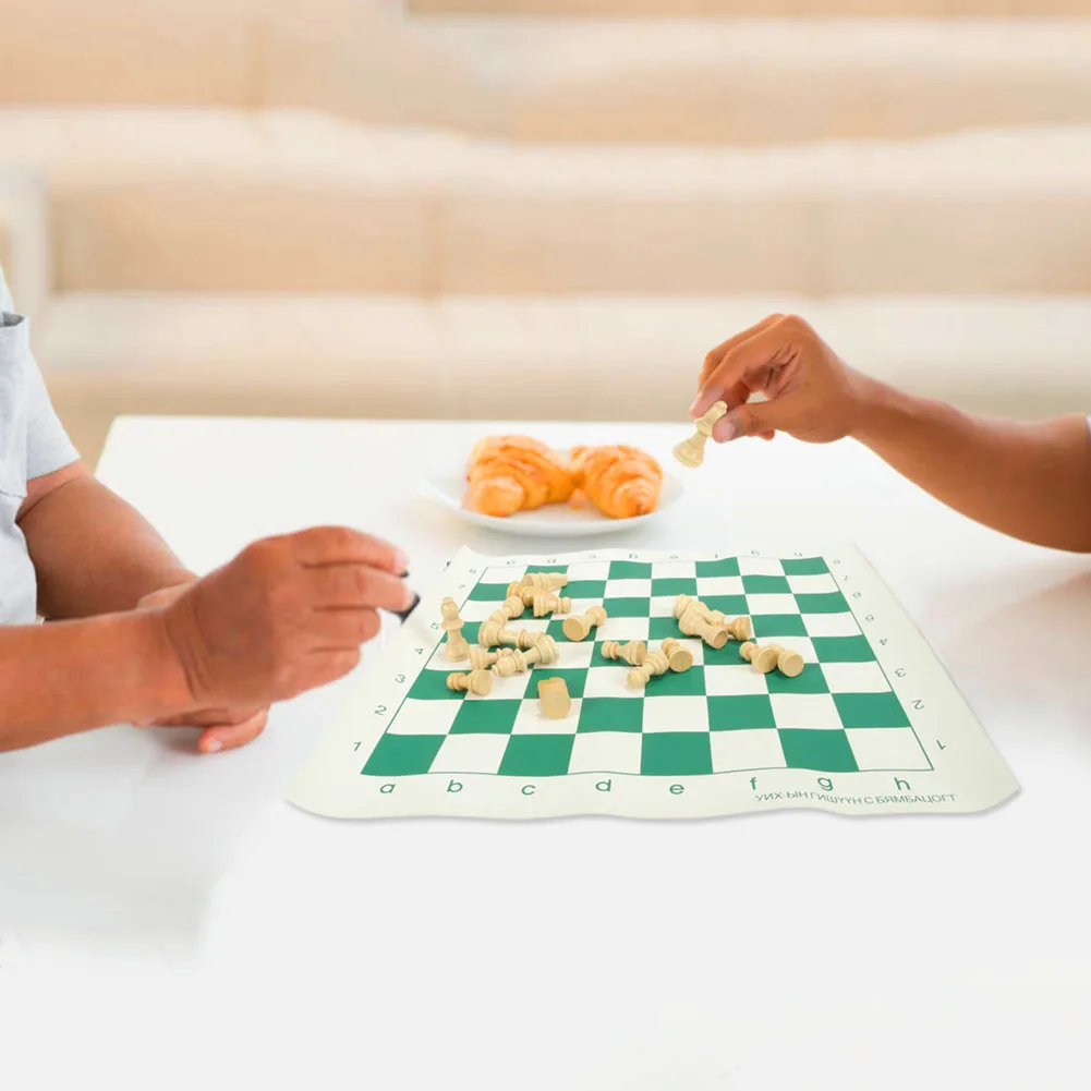 

Foldable Chess Leather Chessboard Set Roll-up Travel Chess In Carry Tube With Shoulder Strap Great Beginner Chess Pieces Game