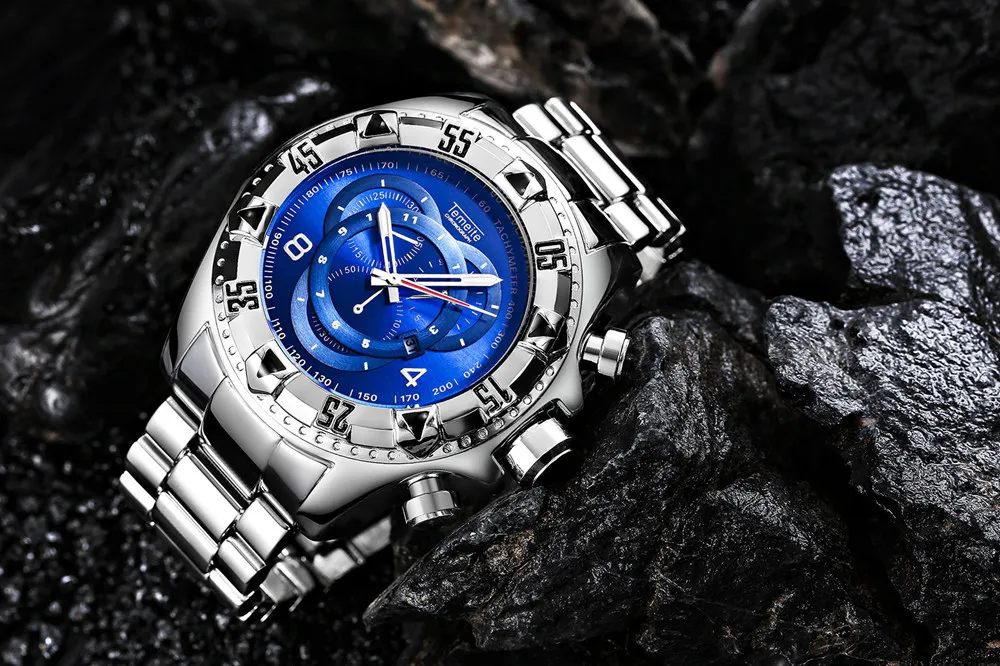 Роскошные Брендовые мужские кварцевые часы TEMEITE с большим циферблатом, водонепроницаемые наручные часы, мужские военные часы, мужские часы