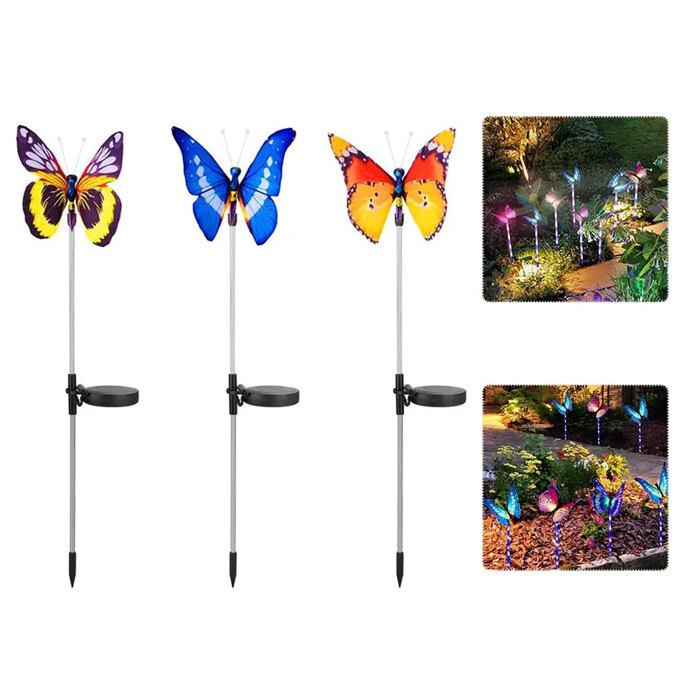 

3PCS Garden Stake Lights Solar Fiber Optic LED Outdoor Multi-Color Changing Waterproof For Pathway Lawn Patio For Garden Lawn