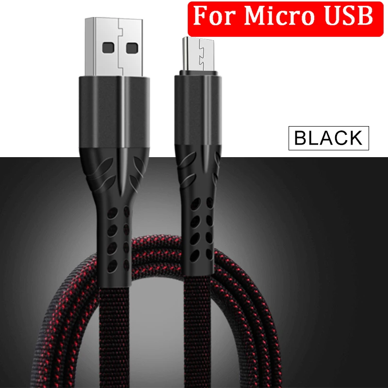 1 м USB кабель Mirco usb type C зарядное устройство для быстрой зарядки для Xiaomi Redmi Android мобильный телефон зарядный кабель для передачи данных Mirco usb type-C кабель - Цвет: For Micro Black