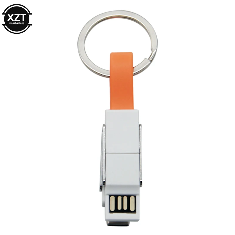 Orange 4 в 1 USB кабель Micro usb type C кабель освещения для iPhone XR X samsung HUAWEI 2A Мини Брелок Зарядное устройство кабели для зарядки - Color: Orange