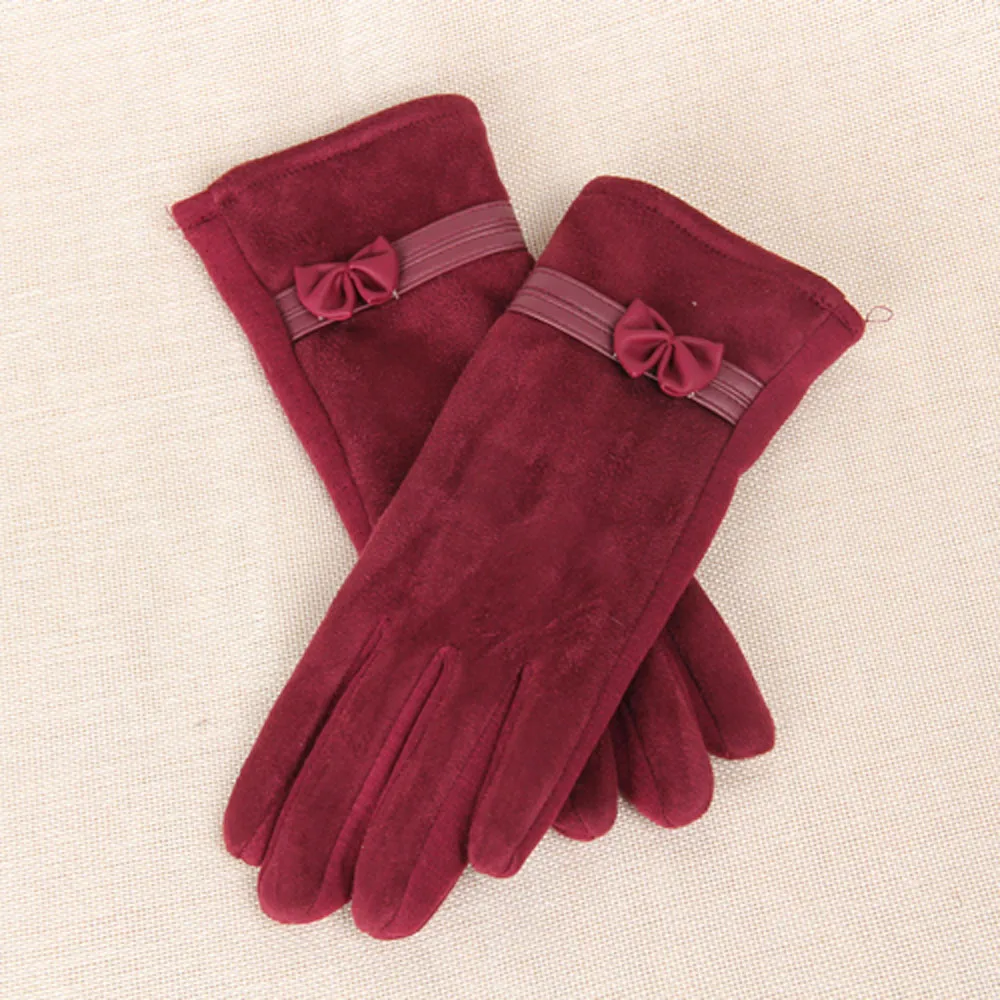 Перчатки женские зимние перчатки guantes 1 пара Новые модные зимние женские теплые перчатки для езды на велосипеде с бантом Mujer N1