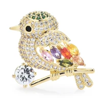 wulibaby multicolor bird brooches for women unisex top quality shining bird animal party office brooch pin gifts