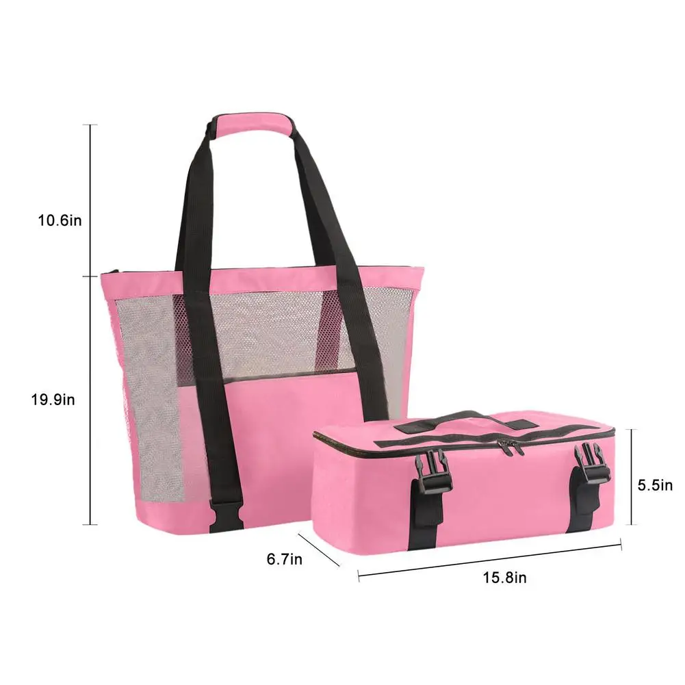 

2-in-1 Beach Bag Beach Detachable Zipper Storage Bag Separate Dry And Wet Gym Bag For Picnics Barbecues Camping Swimming