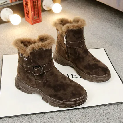 

2020 Snow boots autumn and winter new fashion outer wear women's boots plus velvet all-match thick-soled non-slip short boots