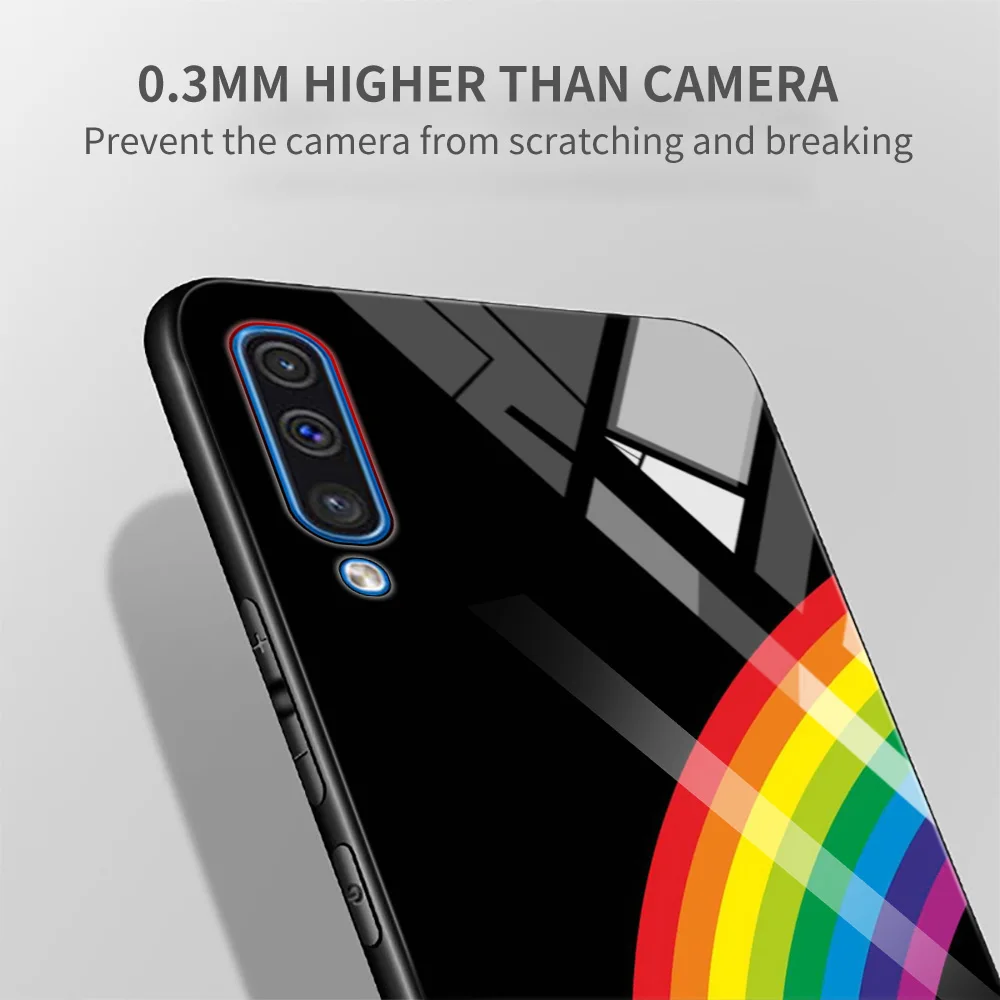 Прозрачный стеклянный чехол для телефона Samsung Galaxy A21s A11 A51 A71 A72 A91 A81 A01 A52 с черной