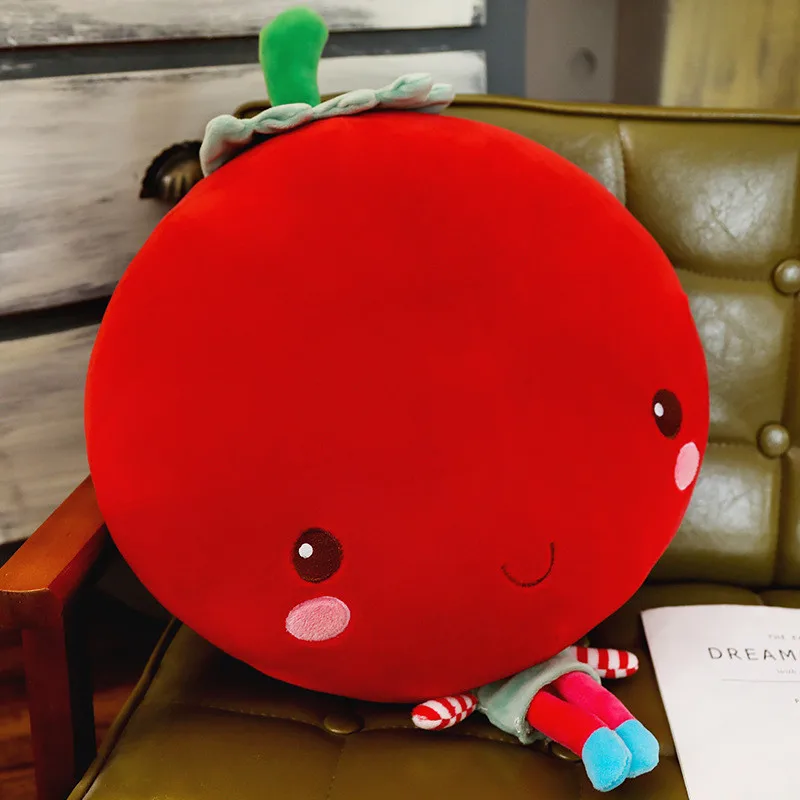 tomato 1 шт. мультфильм улыбка фрукты подушки в виде овощей мультфильм морковь брокколи помидор теплая подушка с отверстиями для рук мягкие игрушки для детей подарок - Цвет: tomato