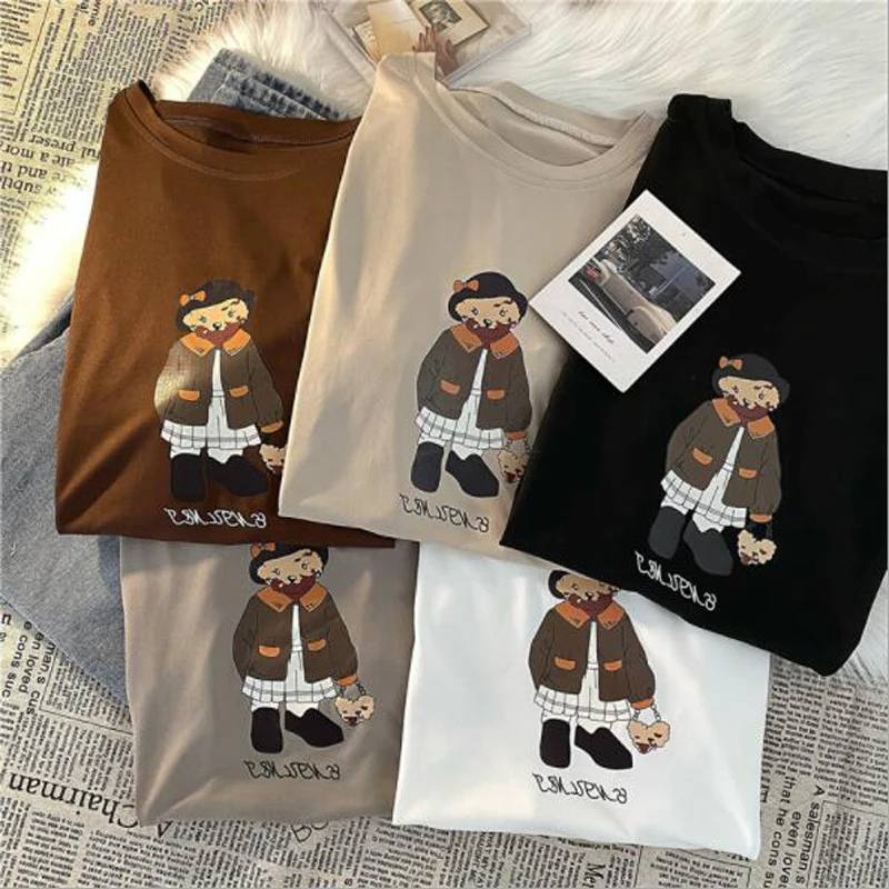 

Hot Selling Women T shirt Cute Print Short Sleeve Round Collar Female T-shirt Spring Summer Women Tops
