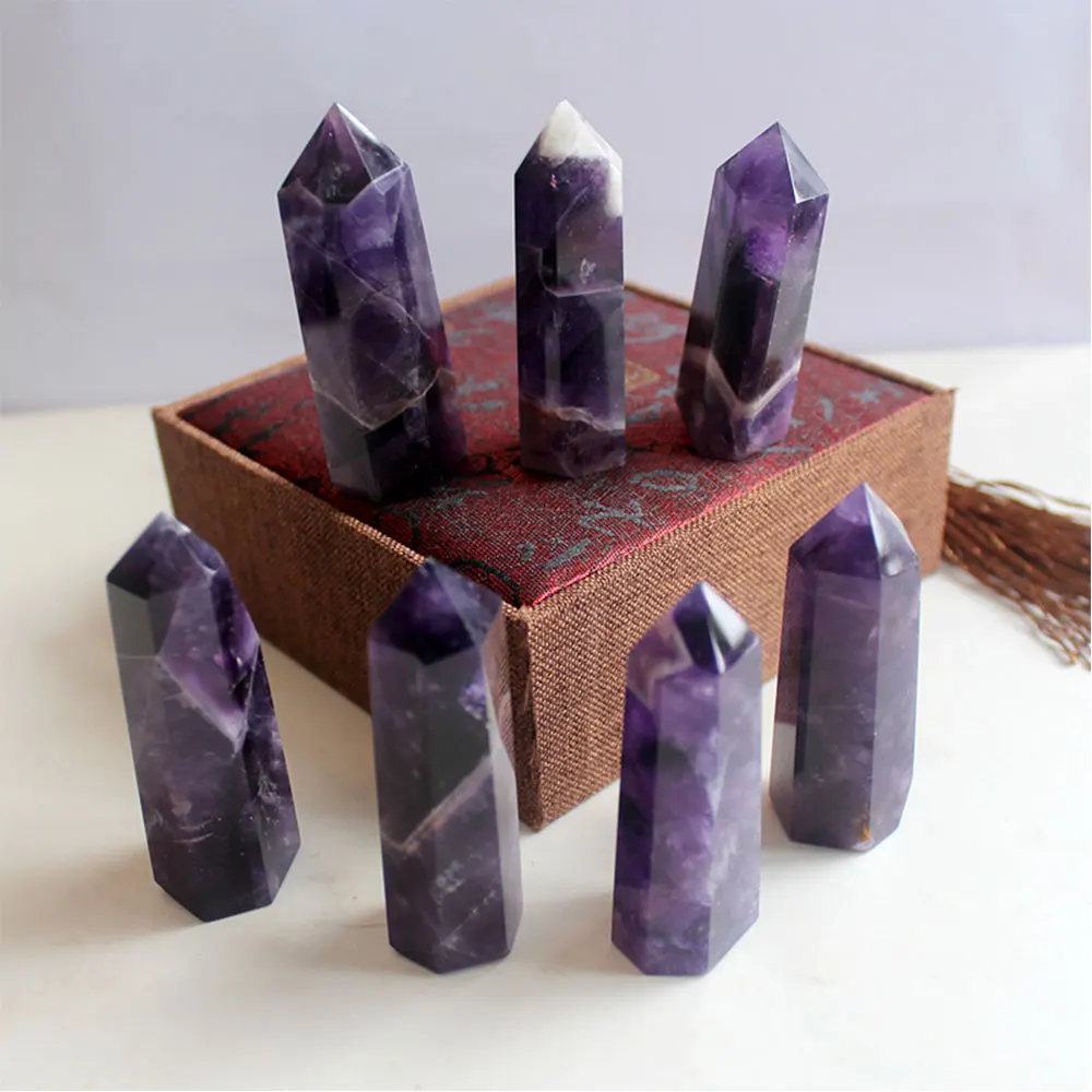 

Красивый темно-фиолетовый аметист, точка 6-7 см, натуральный кристалл, Кварцевая палочка, завершенное исцеление, Искусственные ремесла