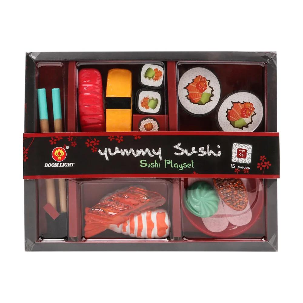 

[Funny] Play house toys simulation food sushi salmon caviar sets kitchen cooking toy kids baby gift