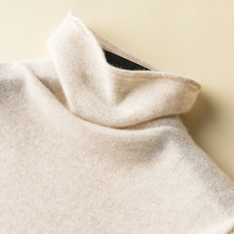 Свитер с высоким воротником Женский приталенный свитер из чистой шерсти